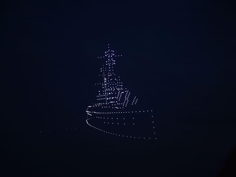 The drones created the image of a naval ship
