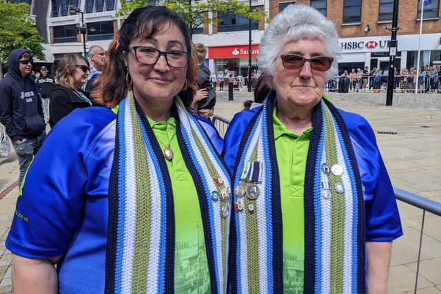 Melanie and Jennifer Collins at the Freedom March. Picture: Emily Turner