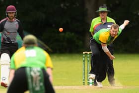 Chris Sanders, seen here in bowling action for Sarisbury, hit his second Hampshire League hundred of 2023 against Ellingham.

Picture: Keith Woodland