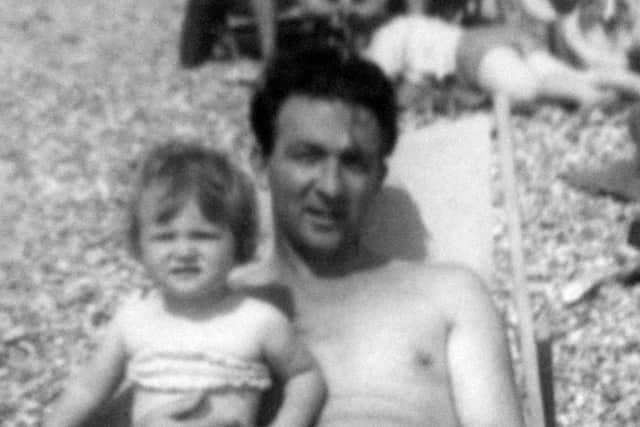 Donald with his daughter Karen at Southsea Beach. Pictures: Contributed.
