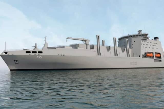 An example of a fleet solid support ship that is set to aid the navy's two aircraft carriers in the future.