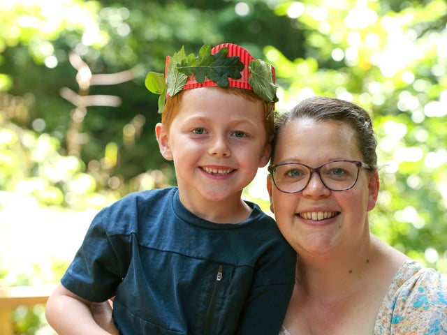 Elisabeth Lee and her son, Jesse, 6 enjoying their day at Play Day, Holly Hill Woodland Park.Picture: Chris  Moorhouse (140824-05)