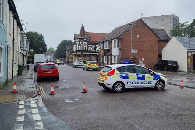 Police in Somers Road, Somers Town in Portsmouth on August 5, 2021. Picture: Stuart Vaizey