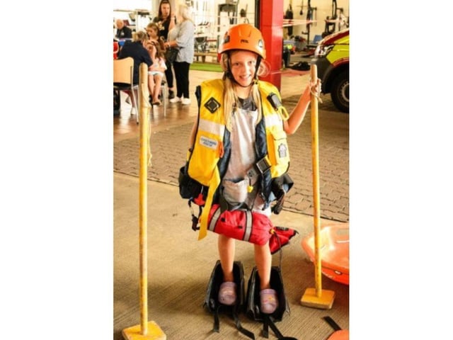 Pictured is: Antina P dressed in a coastguard rescue outfit 
Picture: Keith Woodland