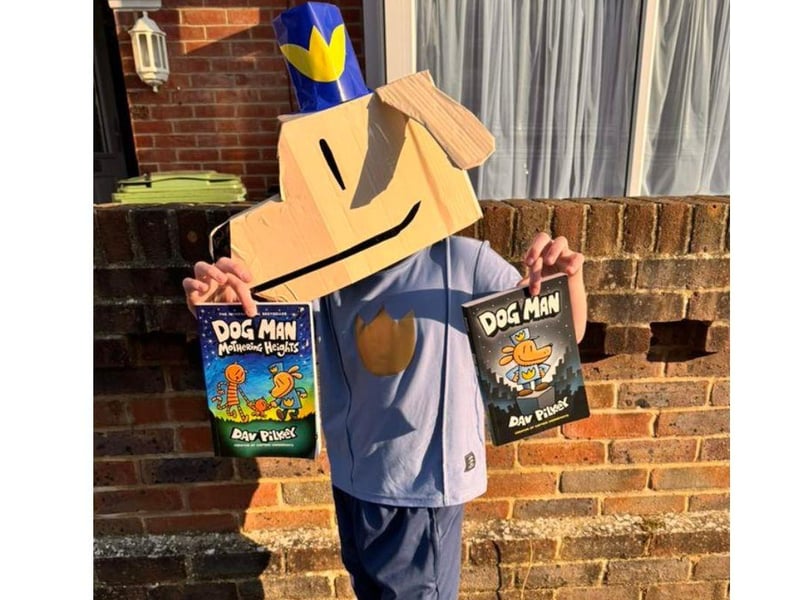 I love the creativity of this Dog Man costume!