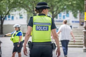 A library photo of a police officer in Guildhall Square, Portsmouth. Habibur Rahman