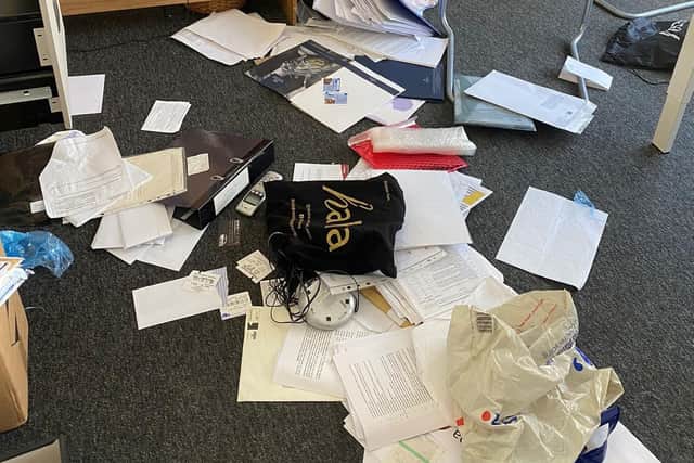 Thieves ransacked the salon and offices