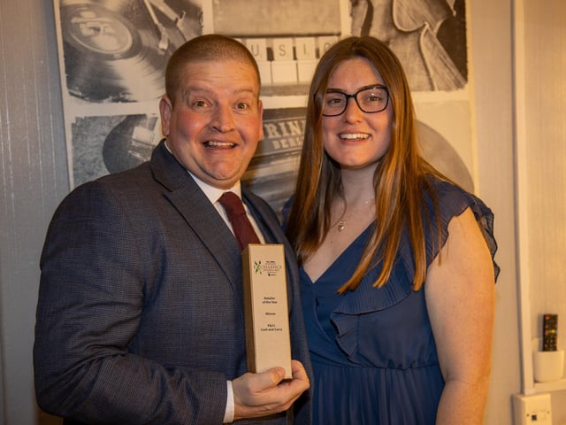 Winners of the Retailer of the Year Award, Jessica and Paul Carter, of P&J's Cash and Carry.