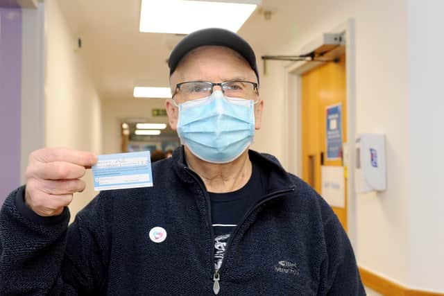 The Portsmouth NHS Covid-19 Vaccination Centre at Hamble House based at St James Hospital opened on Monday, February 1.Pictured is: Peter Missing (72) from Portchester, after receiving his Covid-19 vaccination.Picture: Sarah Standing (010221-1924)