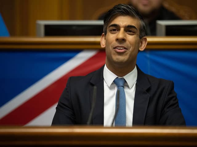 Prime Minister Rishi Sunak said he plans to meet the government's GDP target for defence spending amid Red Sea attacks and Royal Navy ships reportedly being mothballed. Picture: Andrii Nesterenko/Getty Images.