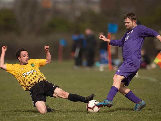 Action from AFC Tamworth's 7-2 victory over Gosham Rangers in Division Two of the City of Portsmouth Sunday League. Picture: Keith Woodland (120321-446)