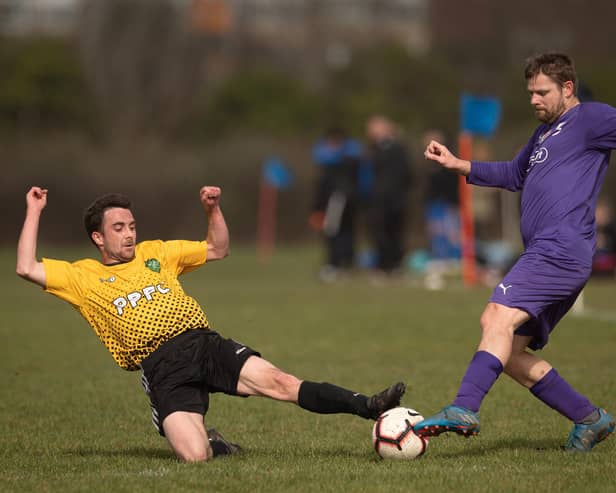 Action from AFC Tamworth's 7-2 victory over Gosham Rangers in Division Two of the City of Portsmouth Sunday League. Picture: Keith Woodland (120321-446)