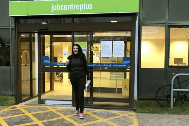 Charlene outside Jobs Centre in Portsmouth.