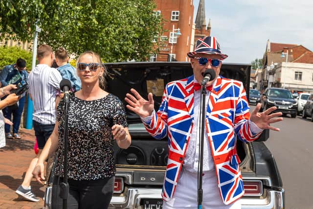 Natalie Lowndes, 39, and Brian Lloyd, 59, at the Stoke Road Community Festival in Gosport Picture: Mike Cooter (040622)