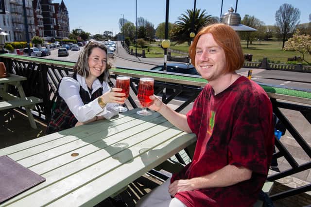Molly Jones and Adam Butcher enjoy a drink at The Jolly Sailor. Picture: Habibur Rahman