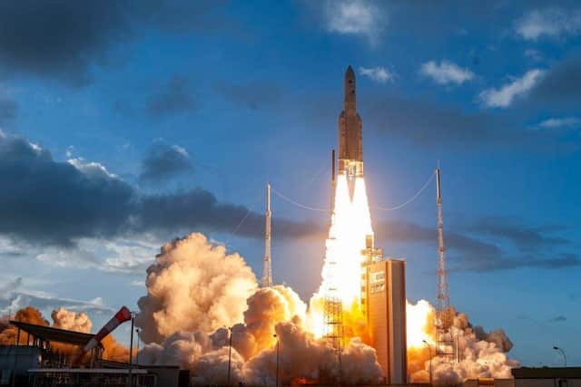 Eutelsat Quantum, backed by UK Space Agency funding and built by Airbus in Portsmouth, launches in South America. Pic: ESA-M Pedoussaut