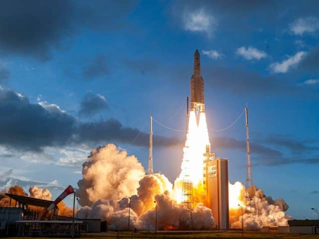 Eutelsat Quantum, backed by UK Space Agency funding and built by Airbus in Portsmouth, launches in South America. Pic: ESA-M Pedoussaut