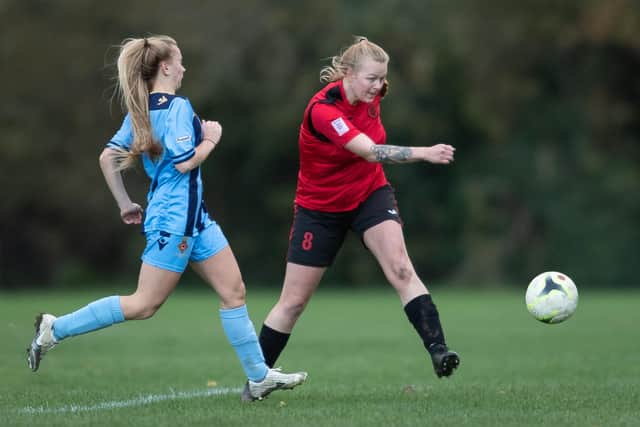 Widbrook (red) are competing in the Women's FA Cup for the first time in their 16-year history this weekend. Picture: Keith Woodland