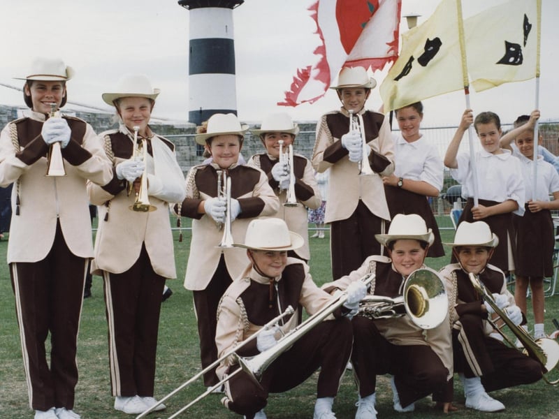 Some members of the 1st Havant Youth Marching Band at Castle Field, Southsea, taking part in the Marching Band Contest on July 27, 1992. The News PP3795