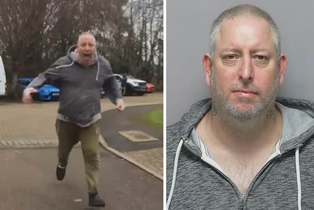 Graham Greensmith has been jailed for 18 months after threatening removals man Oscar Wheatland in Bishop's Waltham. Picture: Oscar Wheatland/Hampshire police
