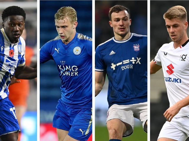 From left to right: Sheffield Wednesday's Di'Shon Bernard, Burton's Sam Hughes, Ipswich George Edmundson and MK Dons' Jack Tucker are considerations for January as Pompey look for a new central defender.