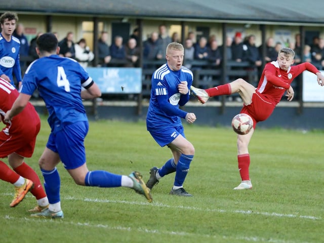 Horndean (red) v Portland. Picture by Martin Denyer