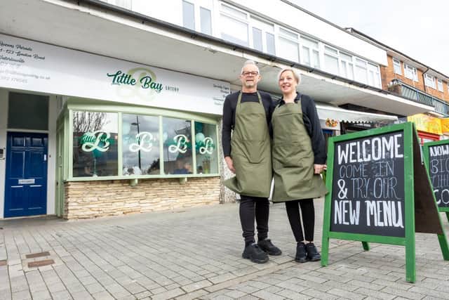 Peter Exton & Melanie Humphreys opened Little Bay Eatery Saturday morning on Waterlooville Highstreet, providing a wide range of food and drink to the local community.

Pictured - Peter Exton & Melanie Humphreys outside Little Bay EaEatery

Photos by Alex Shute