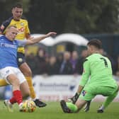 Pompey winger Anthony Scully goes close against Gosport.