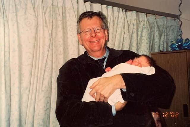 Simone Thompson from Portchester is running the London Marathon for Mind in memory of her dad Steve Baker, who took his own life in 2004. Pictured: Steve with his grandson Matthew