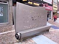 Homage is paid to the literary world with a series of sculptures, benches and inscriptions along the ground of Arundel Street.
The design was put together by Pete Codling