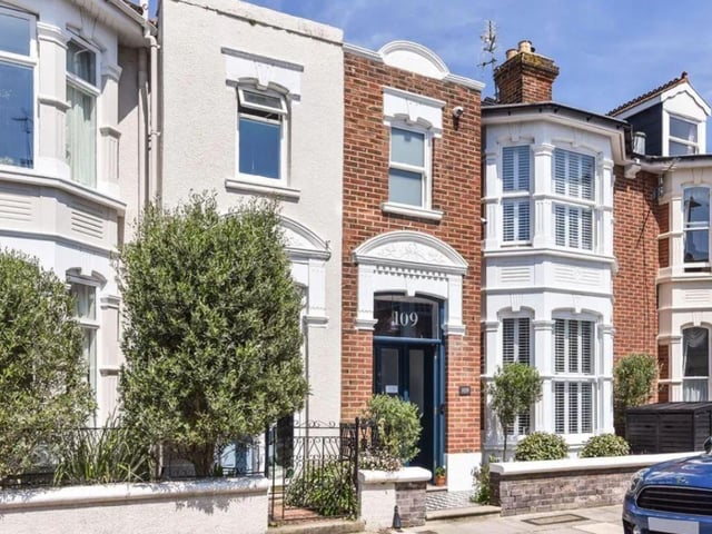 This property comes with five bedrooms, four bathrooms and three reception rooms as well as a garden.