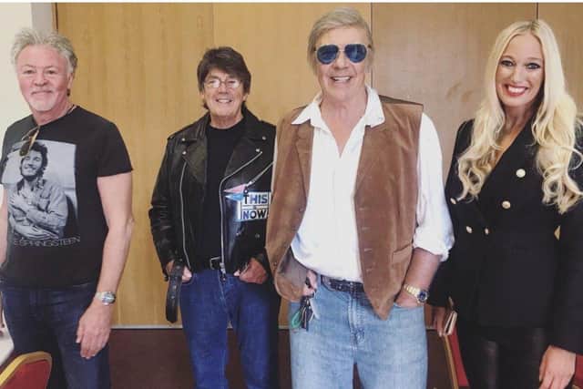 Fareham presenter Hayley Palmer fronts new music show That Was Then... This Is Now! featuring 80s artists. Pictured: Paul Young, Mike Read, Marty Wilde and Hayley Palmer 