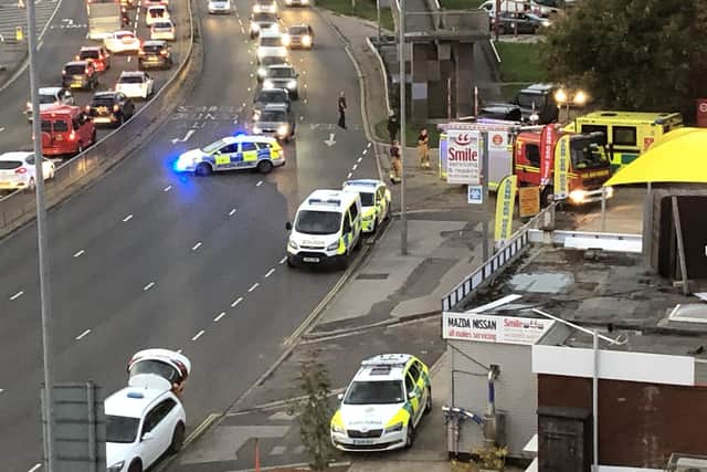 Emergency services are pictured in Hilsea after the body of an 18-year-old was found in Foxes Forest