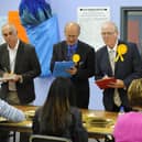 Local elections count held at Gosport Leisure Centre, Gosport. Second from the left, Peter Chegwyn. Picture: Malcolm Wells (170504-6745)