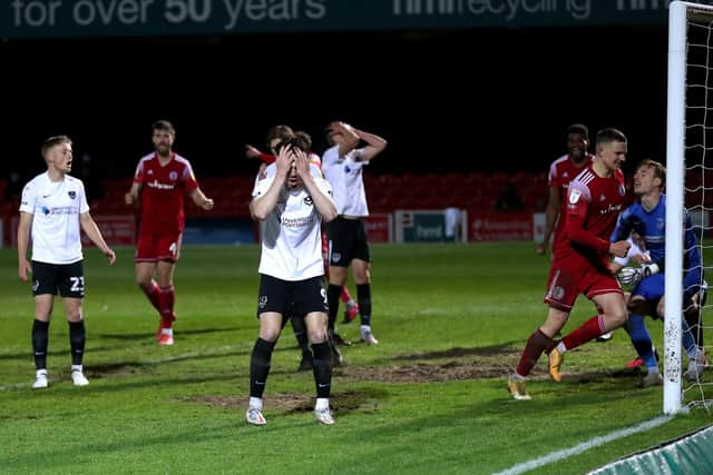 John Marquis after his Accrington own goal. Photo credit should read: Martin Rickett/PA Wire.