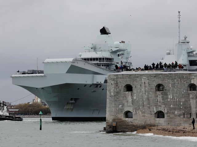 HMS Queen Elizabeth is always welcomed by crowds when she sails from Portsmouth