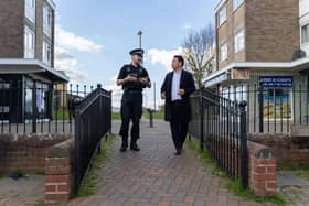 Alan Mak MP goes on patrol in Purbrook with Designated Neighbourhood Officer PC James Clatworthy