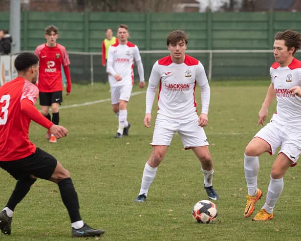 Tommy Scutt, right, netted for Horndean at Cray Valley last night. Picture: Keith Woodland
