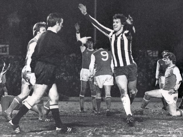 FA Cup magic, January 1979 - Sheffield Wednesday's John Lowey celebrates a goal in his side's 3-3 FA Cup third round THIRD replay at Leicester's Filbert Street.
