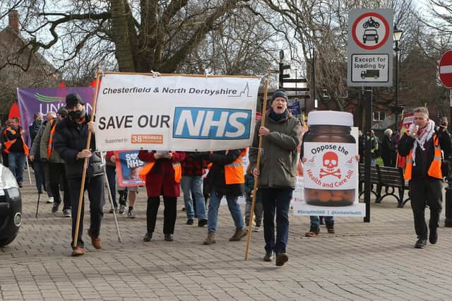A march for the NHS has taken place in Chesterfield.