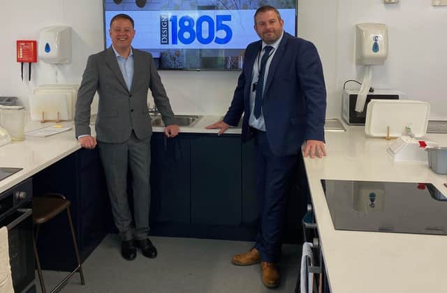 Chris Loveday, business manager at Swanmore College and Matt Legge, director of kitchen firm Design 1805 which fitted the school’s new food tech department 