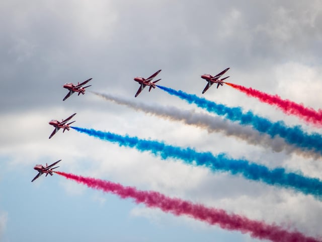 The skies above Southsea were turned red and blue as the Red Arrows performed their spectacular display for Armed Forces Day on Saturday.Pictured - The Red ArrowsPhotos by Alex Shute