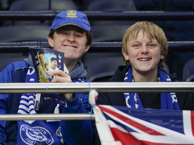 Pompey fans at the Tottenham Hotspur Stadium.