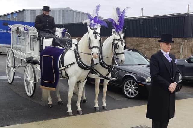 Funeral director Nick Carter, from Fareham, is encouraging others into the career after he followed in his father Ron's footsteps. Pictured: Nick working as a funeral director