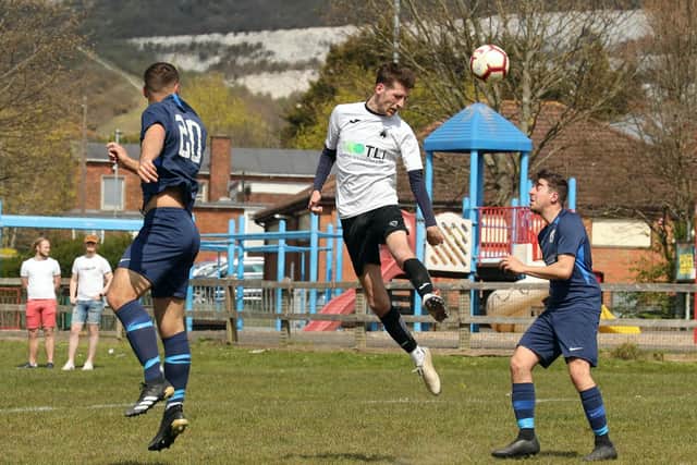 North End Cosmos (blue) v Wicor Mill. Picture: Kevin Shipp