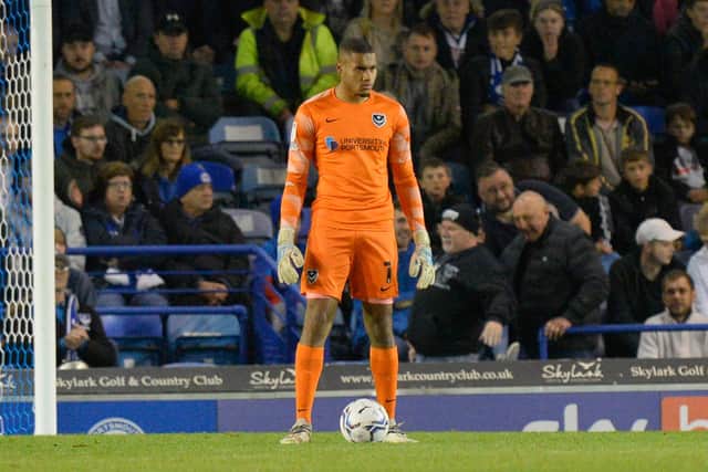 Gavin Bazunu's costly error gifted Ipswich the lead in their 4-0 victory over Pompey last night. Picture: Graham Hunt/ProSportsImages