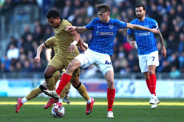 Hayden Matthews is back in training with Pompey after missing four months through ankle ligament damage. Picture: Peter Nicholls