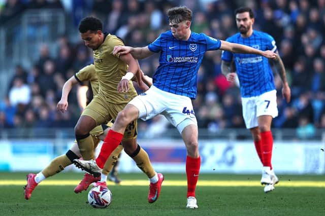 Hayden Matthews is back in training with Pompey after missing four months through ankle ligament damage. Picture: Peter Nicholls