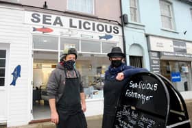 Owners of Sea-licious in West Street, Fareham, Zoe Marshall and her husband James, pictured in 2020. They have been forced to close amid the cost of living crisis Picture: Sarah Standing (041220-9544)