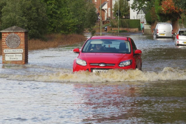 Wallington Shore Road in Fareham was flooded.